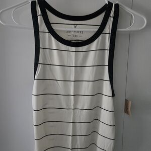 American Eagle Outfitters Striped Black & White Tank Top